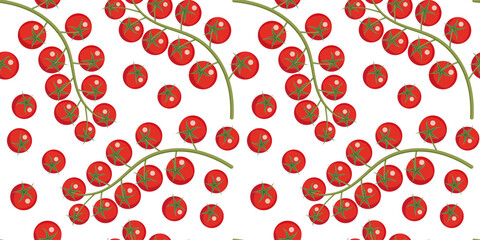 Seamless pattern - cherry tomatoes on a transparent layer. Flat design.