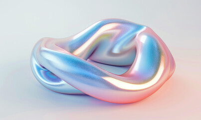 Poster - a colored rainbow metallic 3d design, soft color blending, holographic luminous style.