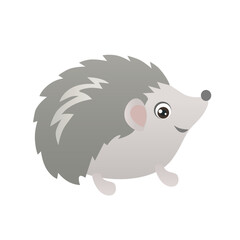 Wall Mural - Cartoon funny hedgehog.  Vector illustration of  cute forest animal. Character in childish style isolated on a white background.