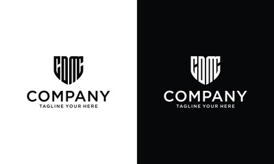 Wall Mural - Initial letters CO MC shield shape logo on a black and white background.