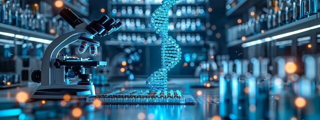 Wall Mural - research medical dna lab science biotechnology scientist laboratory clinic medicine chemistry. medic
