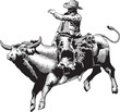 cowboy in a hat on a bucking bull