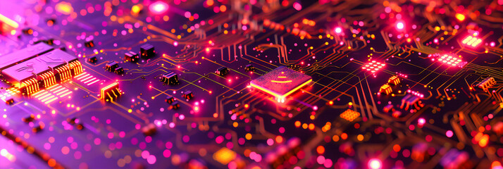 Canvas Print - Heart of Technology: A Close-Up on the Circuitry That Powers Our World, Revealing the Beauty of Digital Complexity