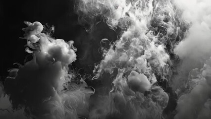 Wall Mural - transparent smoke shapes against black background