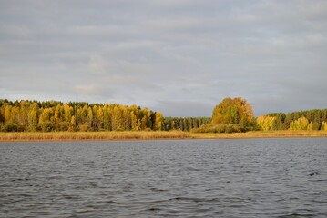 Poster - Summer fishing on the Rybinsk reservoir, nature.