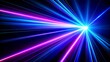 blue and violet beams of bright laser light shining