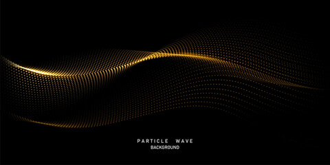Flowing particles form waves, a gradient light pattern. modern technology background Vector illustration