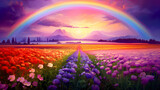Fototapeta  - Abstract rainbow in the sky, rainbow illustration