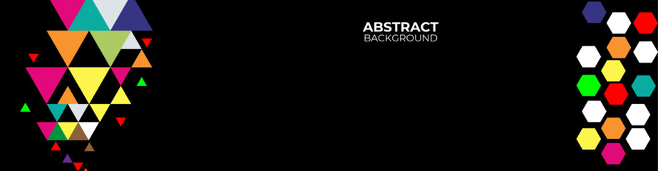 Wall Mural - 3D Colorful geometric abstract background on dark space. Minimalist modern graphic design element cutout style concept for banner, flyer, card, or brochure cover. vector illustration