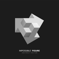 Impossible figure. 3D abstract optical illusion. Vector illustration.