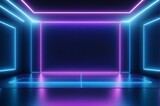 Fototapeta Do przedpokoju - Empty dark scene blue abstract stage with neon light
