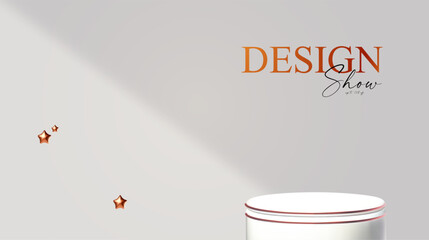 Wall Mural - 3d realistic premium product display design template. white scene with round podium, light and shado