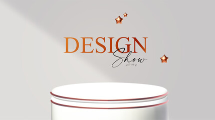 Wall Mural - 3d realistic premium product display design template. white scene with round podium, light and shado