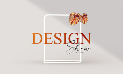 Wall Mural - 3d realistic product display design template. white scene with podium and social media frame. elegan
