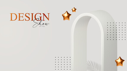 Wall Mural - 3d realistic premium product display design template. white scene geometric composition. elegant vec