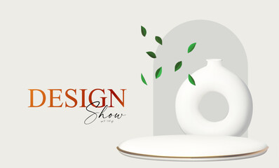 Wall Mural - 3d realistic product display design template. white scene with podium. elegant vector platform. stag