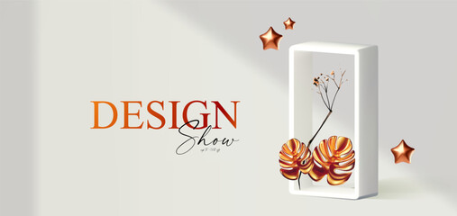 Wall Mural - 3d realistic product display design template. white scene with podium. elegant vector platform. stag