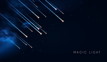 Wall Mural - abstract background with motion light. space, cosmos, firework and comet light effect. flyin asteroi