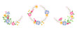 Meadow blossom flower wreaths set. Warmful colors. Hand drawn isolated flat elements.