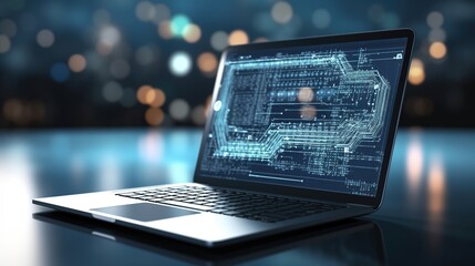 Programming code on a laptop screen for information and computer engineering. Game, web and software developer concept. 