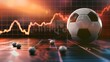 © Irina Ukrainets - Soccer ball on reflective surface with digital growth chart backdrop. sport meets technology concept. ideal for finance and sport themes. AI