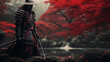 Samurai in japanischer Landschaft. Illustration