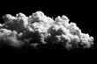 Puffy Cloud on Black Background. Detailed Isolated White Cumulus Element for Design
