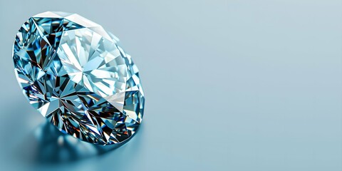 Wall Mural - Beautiful diamond on a blue background, 3d rendering. Computer digital drawing.
