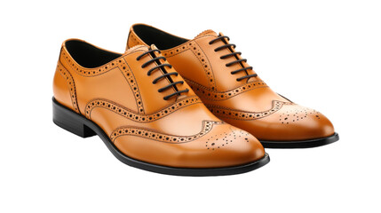 Wall Mural - leather classic men's shoes on transparent background, Png format.