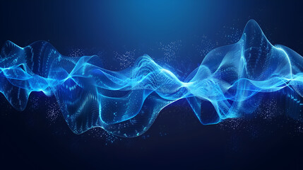 Wall Mural - abstract blue background with flowing particles. futuristic technology style.