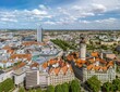 © yujie - The drone aerial view of new town hall and old town of Leipzig, Germany.