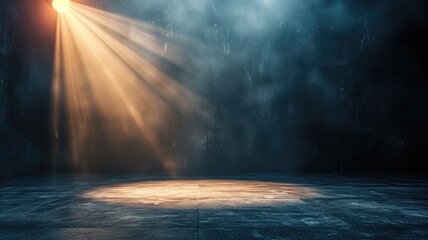 Wall Mural - Dramatic lighting on an empty stage with smoke