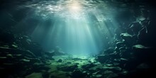 Exploring The Enigmatic Underwater Voids That Resemble Entrances To Underground Caverns Sparks Curiosity. Concept Underwater Exploration, Underwater Caverns, Curiosity, Enigma, Mysteries Of The Deep