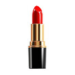 © Helena GARCIA - Pintalabios de color rojo intenso de base negra y superficie dorada, sobre fondo transparente png