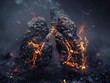 a lung burned to ashes, for an anti-smoking ad