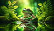  frog on a green background 29 february leap year day concept