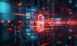 © Artlana - Locked data security concept. Abstract futuristic technology background. Glowing background with lock.