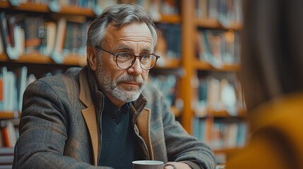 Focused portrait of an adult man wearing stylish glasses and a business suit. Concept: business communication, professional meetings, consultations and career growth.