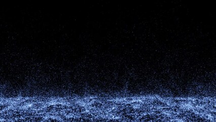 Wall Mural - animation flow up glow blue digital particles on black abstract background.