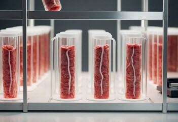 Wall Mural - Lab-grown meat. Cultivated meat is grown from animal cells.