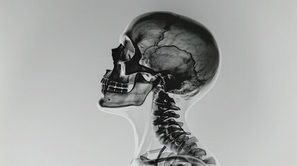 Wall Mural - Film x-ray skull and cervical spine lateral view