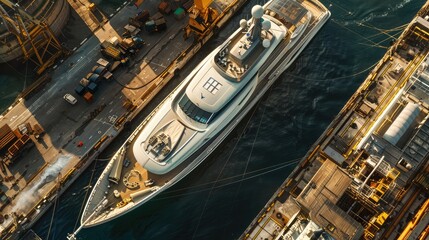 Wall Mural - luxury yacht, aerial view italian shipyard