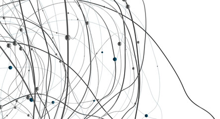 Leinwandbilder - Big data visualization. Network connection structure with chaotic distribution of points and lines. 3D rendering.