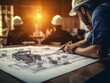 © ShadowHero - Freelance Engineer, Architect, and Designer Collaborate on Startup Project Drawing, Crafting Construction Plans and Blueprints for Building Design and Model Construction.