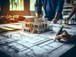 © ShadowHero - Freelance Engineer, Architect, and Designer Collaborate on Startup Project Drawing, Crafting Construction Plans and Blueprints for Building Design and Model Construction.