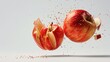 Apples are shattered by hitting each other in the air