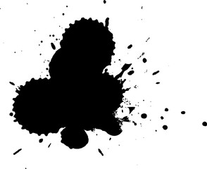  black watercolor dropped splash splatter painting spray graphic element on white background