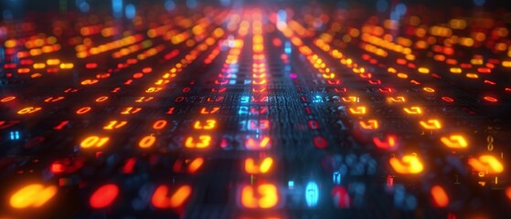 Fototapete - System engineering, binary code, and programming are all components of the digital transformation concept.