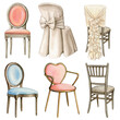Watercolor vintage chair elegant collection