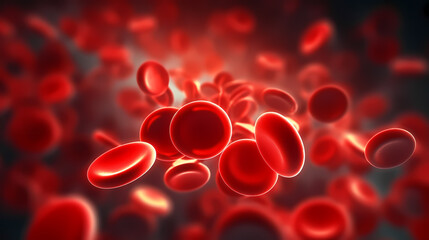 Sticker - 3D rendering of red blood cells in vein with depth of field